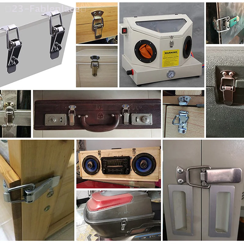 ALi/4 Pcs Stainless Steel Vintage Duck-mouth Buckle Mini Chest Box Gift Suitcase Case Buckles Toggle Hasp Latch Catch Clamp
