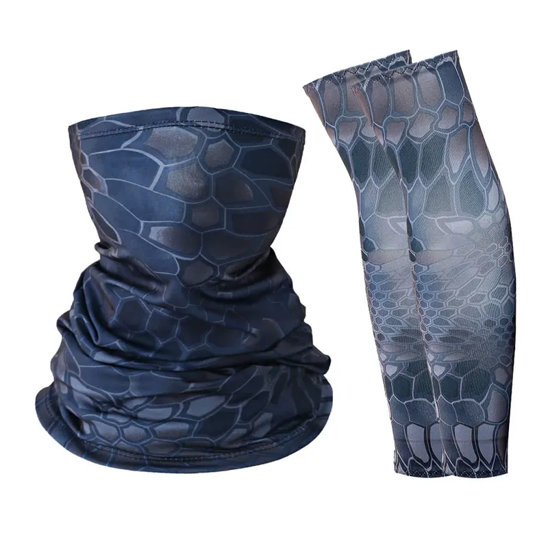 2Pcs/Set Cooling Arm Sleeves Face Mask Set Hunting Fishing Hiking Cycling Sun Protection Summer Neck Gaiter Headwear Balaclava