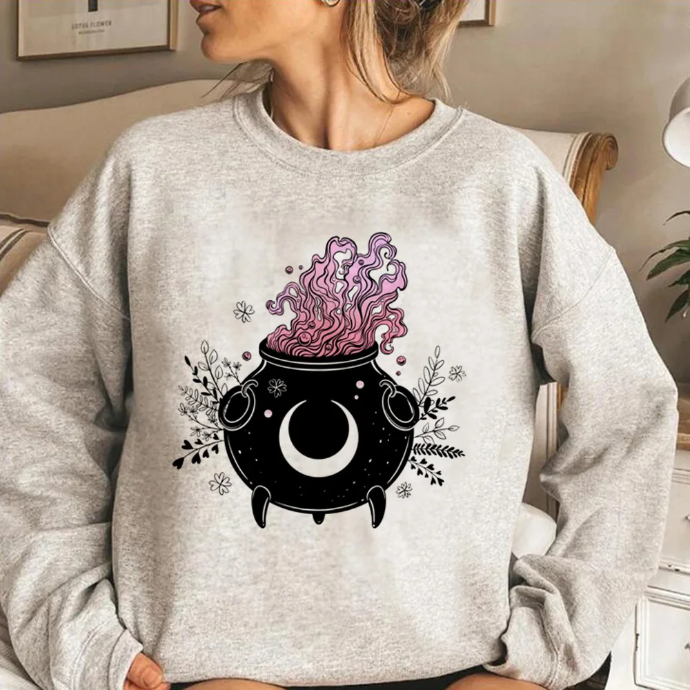 

Женская толстовка с капюшоном Witch Triple Moon, готический Топ с длинным рукавом и графическим принтом, зимняя одежда в стиле Харадзюку, женская уличная одежда