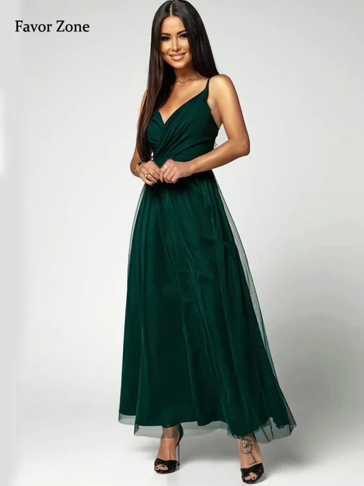 SummerElegantGauzeLongPartyDressesWomen2023SexyVneck