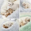 Semi Enclosed Pet Sleep Bags Long Round Cat Cushion Soft Plush 2 In 1 Warms Cats Beds Simple Comfort Warm Puppy Sleeping Nest 4