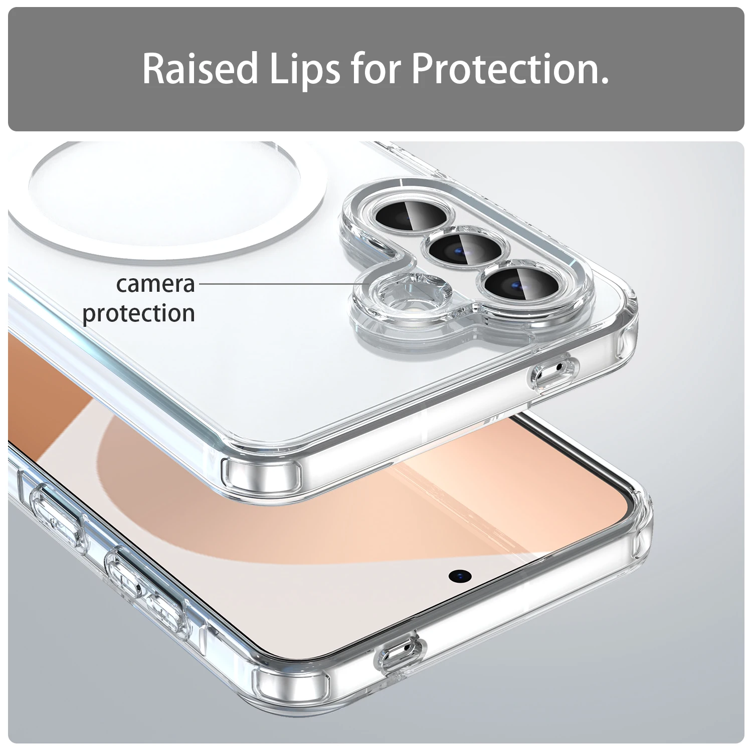 Magnetic Transparent Shockproof Phone Case with Soft TPU Frame