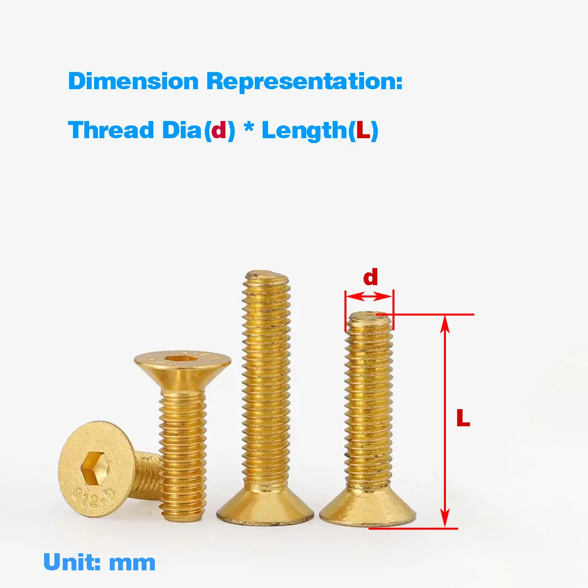 

10.9 Grade Titanium Plated Countersunk Head Socket Screw M2M2.5M3M4M5M6