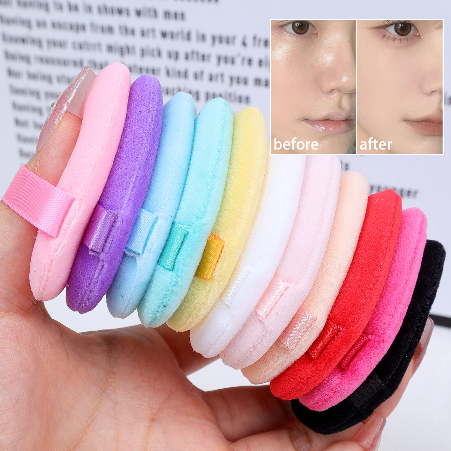 60pcs Soft Heart-Shaped Sponge Dry Powder Puff Double-sided Crystal Velvet Blush Loose Powder Cosmetic Puff Setting Makeup Tools 4
