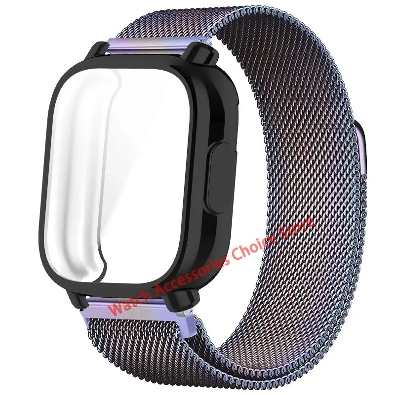 Premium TPU Case with Milanese Magnetic Metal Strap for Smart Watch - Full Screen Protection, Soft Shell Design