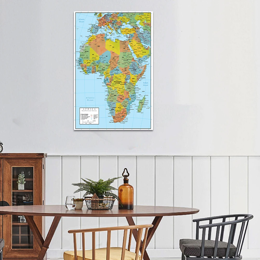 Africa Map English 2011 Version Poster and Prints Canvas Painting Living Room Decor Office School Supplies 100*150cm