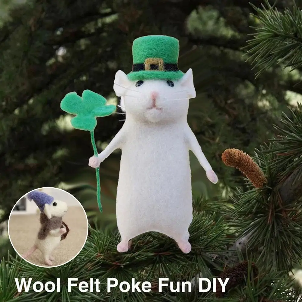 Cute Wool Felting Package Material Animal Handmade Toy Non-Finished DIY Arts Crafts Needlework Yarn Needle Felting Starter Kit