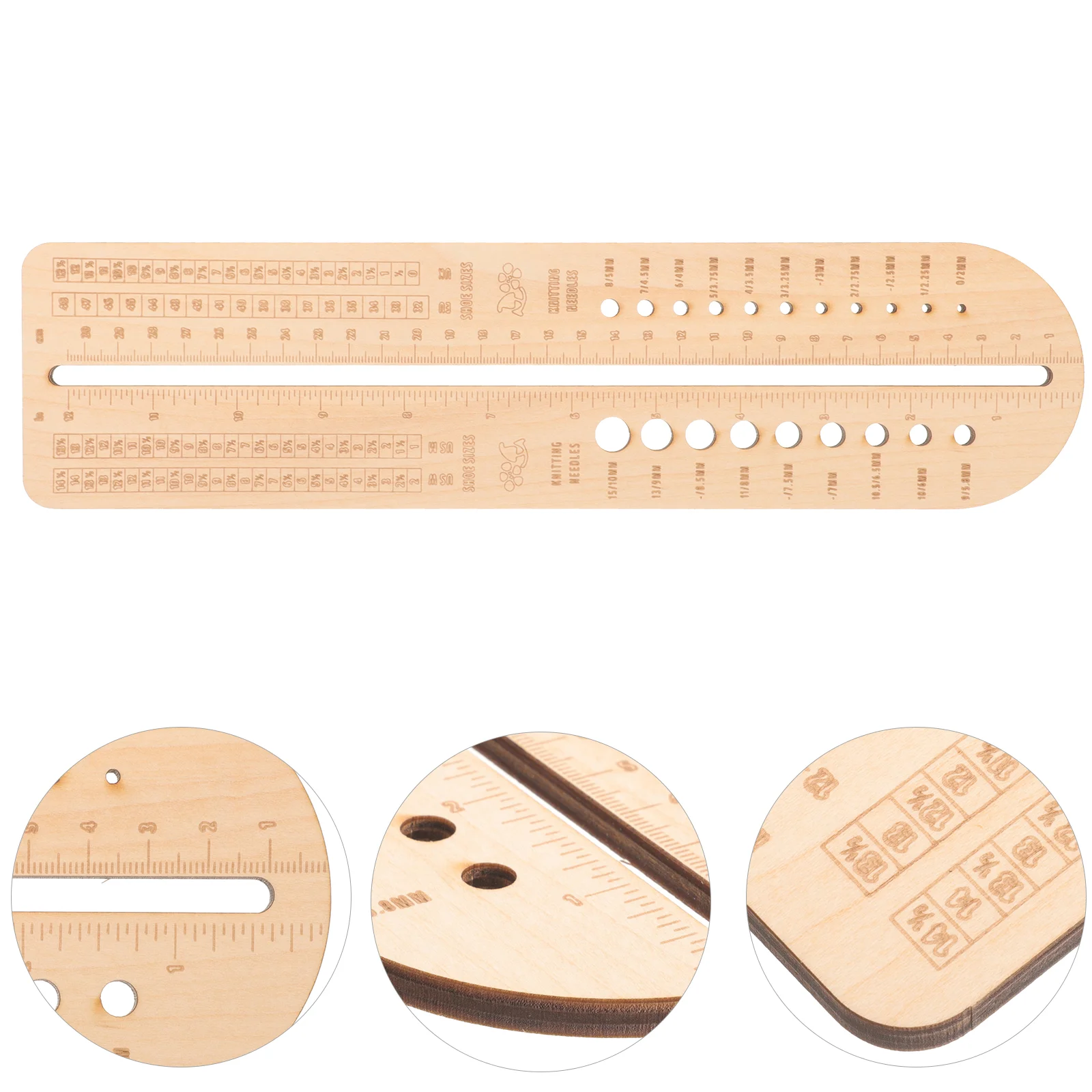 

Wooden Crochet Ruler Weaving Tool Hook Sock Blockers for Knitting Household Rulers Manual Needle Gauge