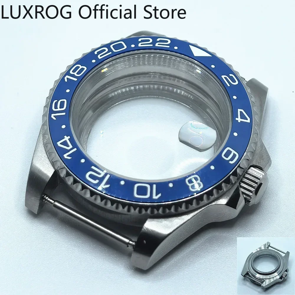 Stainless Steel 40MM Black Blue Ceramic Insert Watch Case