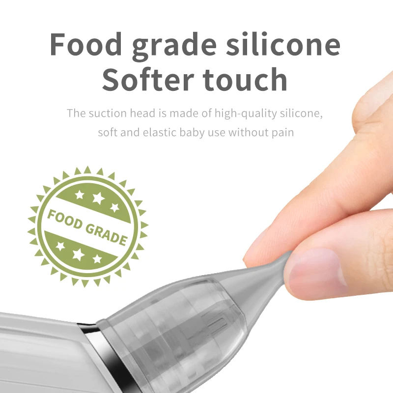 Electric Baby Nasal Aspirator Low Noise 3 Suction Levels Rechargeable Nose Sucker Cleaner Snot Booger Mucus Remover For Infant