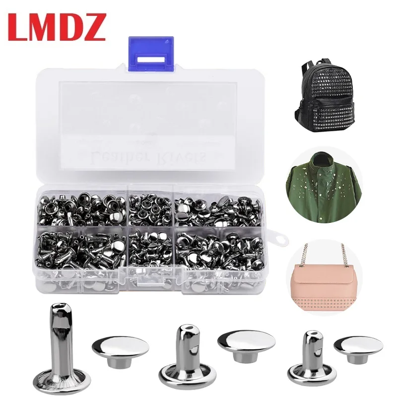 

LMDZ 240 Sets Rivets for Leather 3 Sizes Double Cap Rivets for DIY Leather Craft Bags/Clothes/Shoes/Belts Decoration or Repair