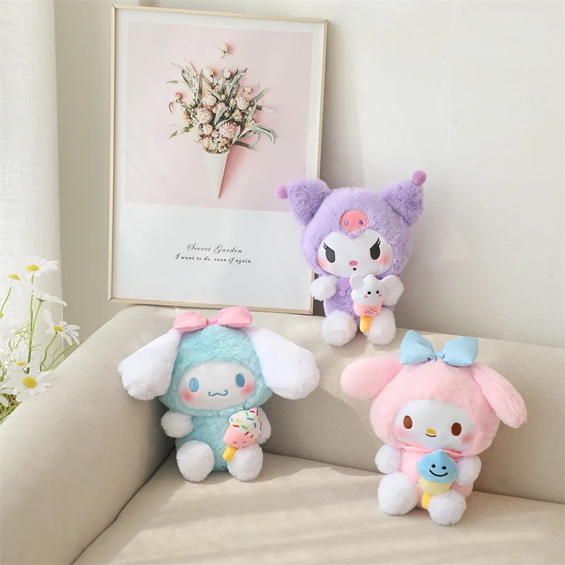 

Kawaii Sanrio Anime Cinnamoroll My Melody Kuromi Plush Toys Pillow Cartoon Cute Stuffed Doll Room Decoration Comfortable Dolls
