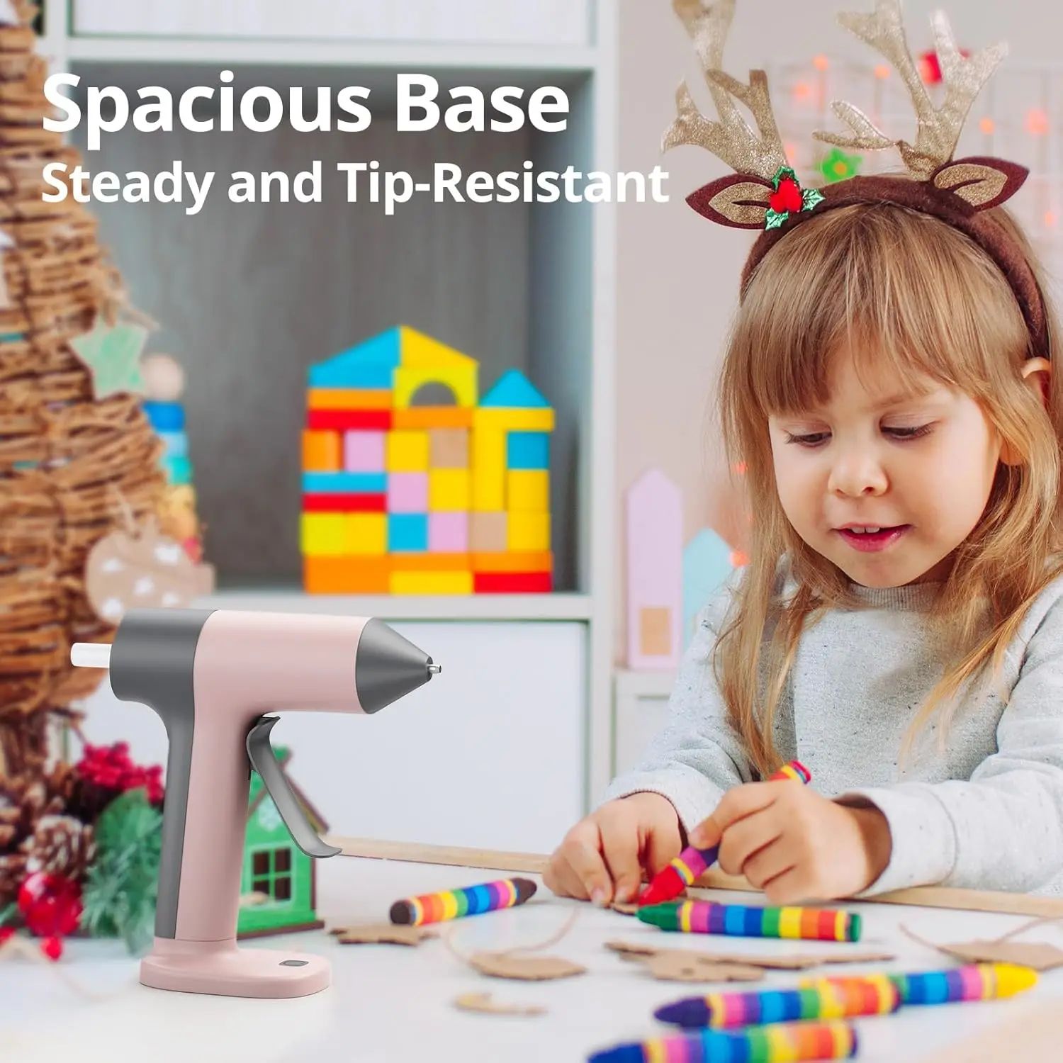 Cordless Hot Glue Gun, 30s Fast Preheating with 2Ah Built-in Battery, Hot Melt Glue Gun with 20pcs Premius Glue Sticks, Smart