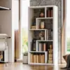 6-Shelf Industrial Bookshelf White Etagere Bookcase Tall Storage Display Bookshelf with Thicken Shelf 2