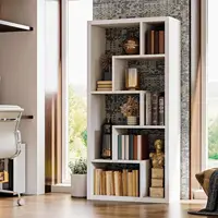 6-Shelf Industrial Bookshelf White Etagere Bookcase Tall Storage Display Bookshelf with Thicken Shelf 2
