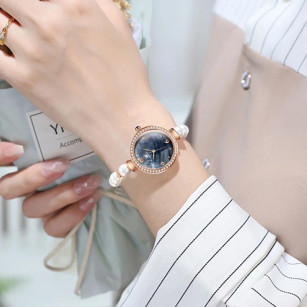 OLEVS Brand Luxury Women Watches Pearl Bracelet Ladies Watch Waterproof Quartz Wristwatch Relogios Femininos Clock Gift