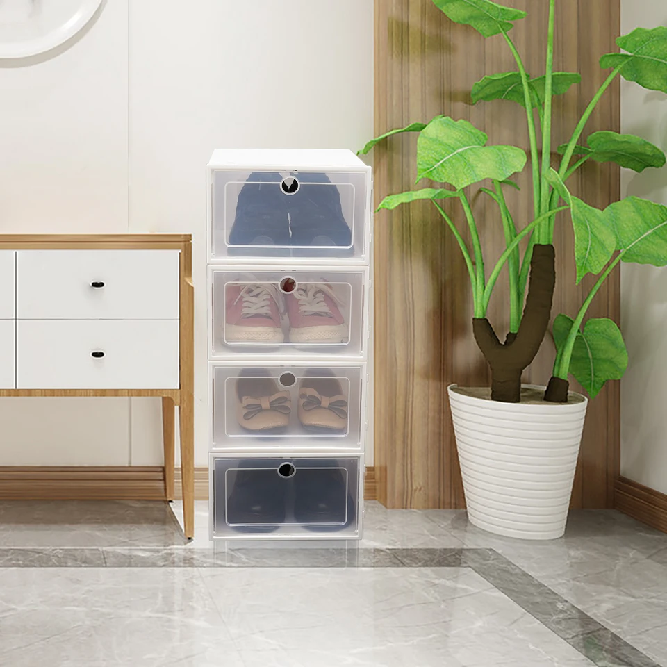 20 Pack Clear Stackable Shoe Storage Boxes
