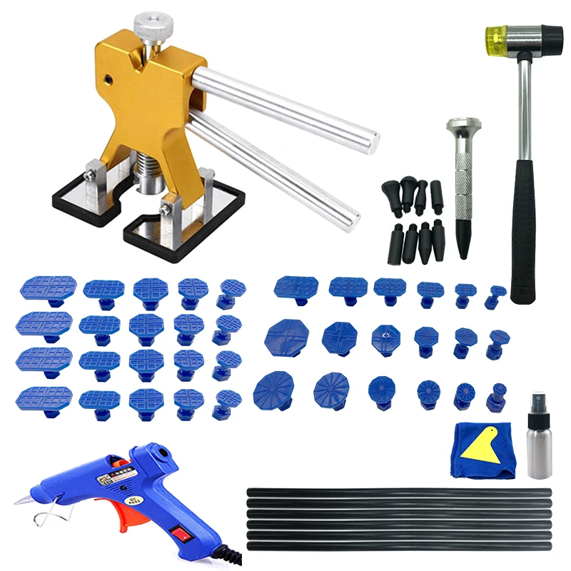 자동차 덴트 수리도구 자동차 덴트 수리를 위한 효율적인 도구: 자동 덴트 풀러 키트와 접착제를 사용한 헤비 듀티 바디 덴트 리무버 9 차고 도구 자동차 덴트 제거 수리 도구 자동차 바디 덴트 풀러 키트 18 + 흡입 컵 리프트 브리지 자동차 번을 꺼내