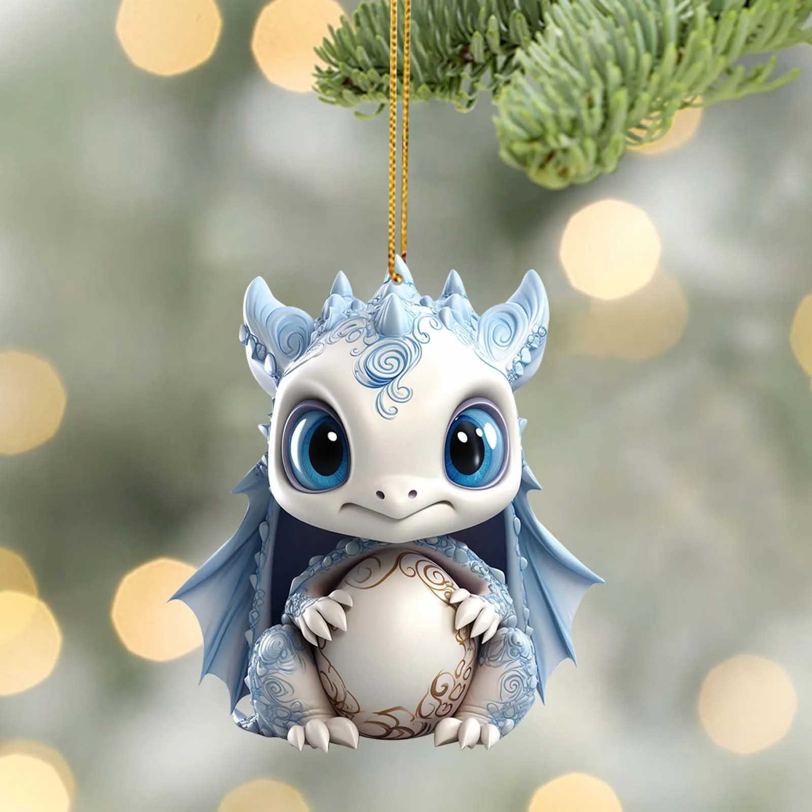 Cute Little Dragon Christmas Decorations Blue And White Porcelain Color Home Christmas Tree Ornament Pendant