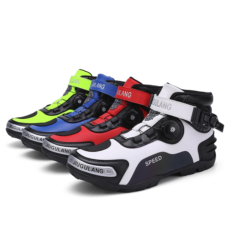 

Professional Men Riding Motorcycle Shoes Green Blue Youth Fashion Trendy Outdoor Road Motorcycle Riding Boots