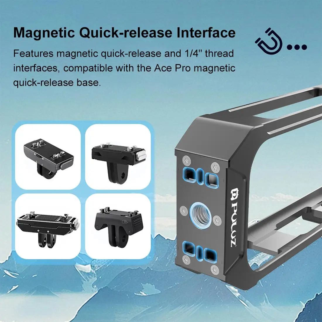 For Insta360 X4 Air PULUZ Metal Protective Cage Rig Housing Frame with Expand Cold Shoe Base
