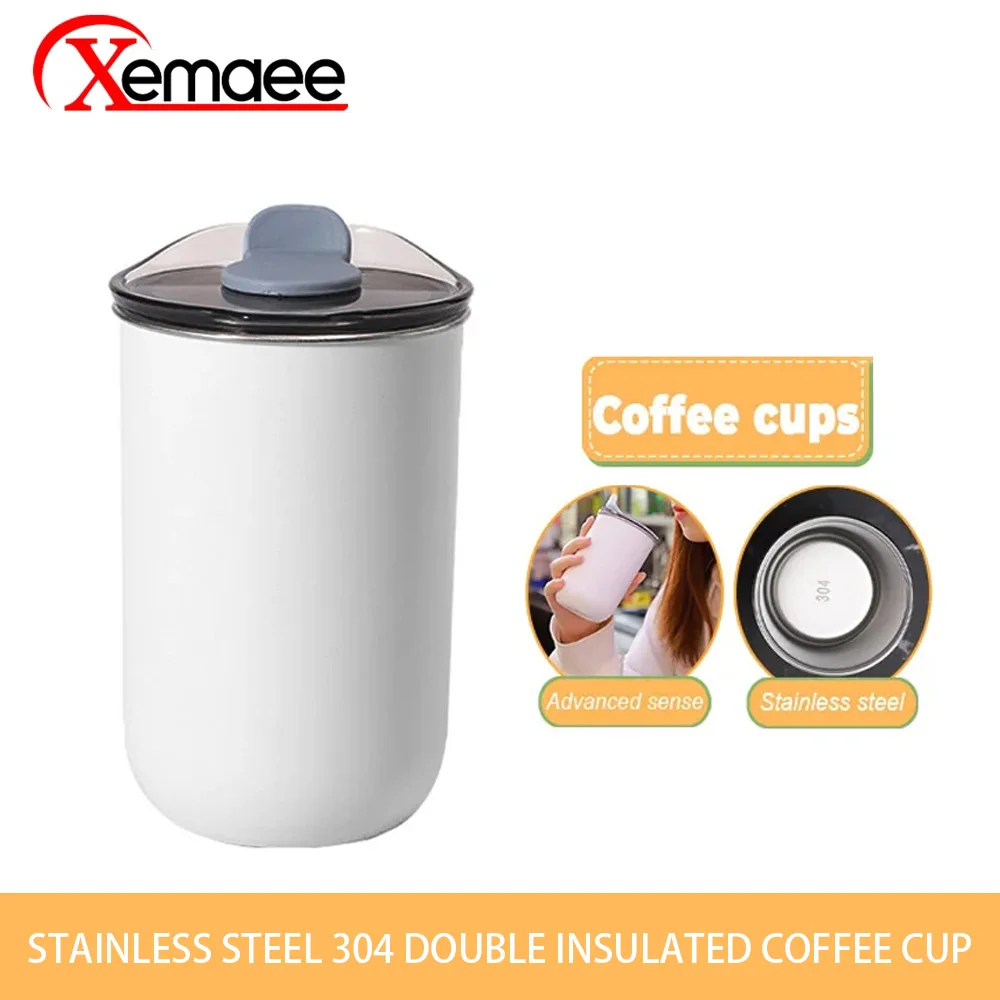 

300ML Double Layer Coffee Cup Portable Warm Water Mug Thermal Insulated Non Slip Hot Milk Coffee Cup Stainless Steel Mouthwash