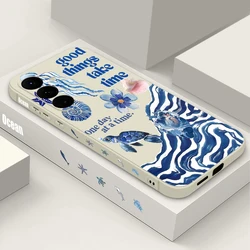 Seaside Scenery Wave Print Phone Case - Oceanic Design Cover - Galaxy S23 Ultra (A978 Beige White)