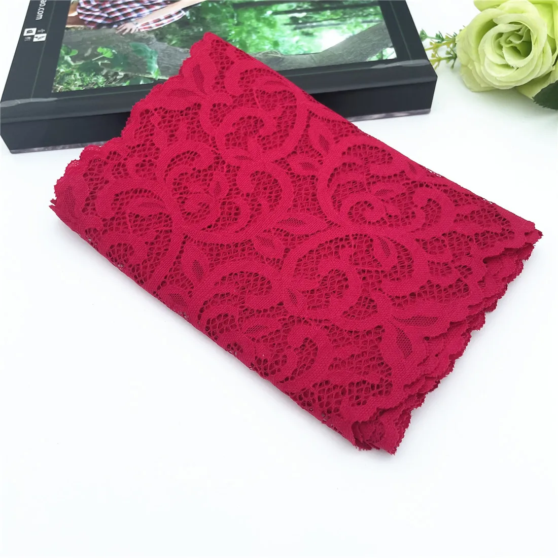 3y/lot Width 20cm Red Elastic Stretch Lace 5
