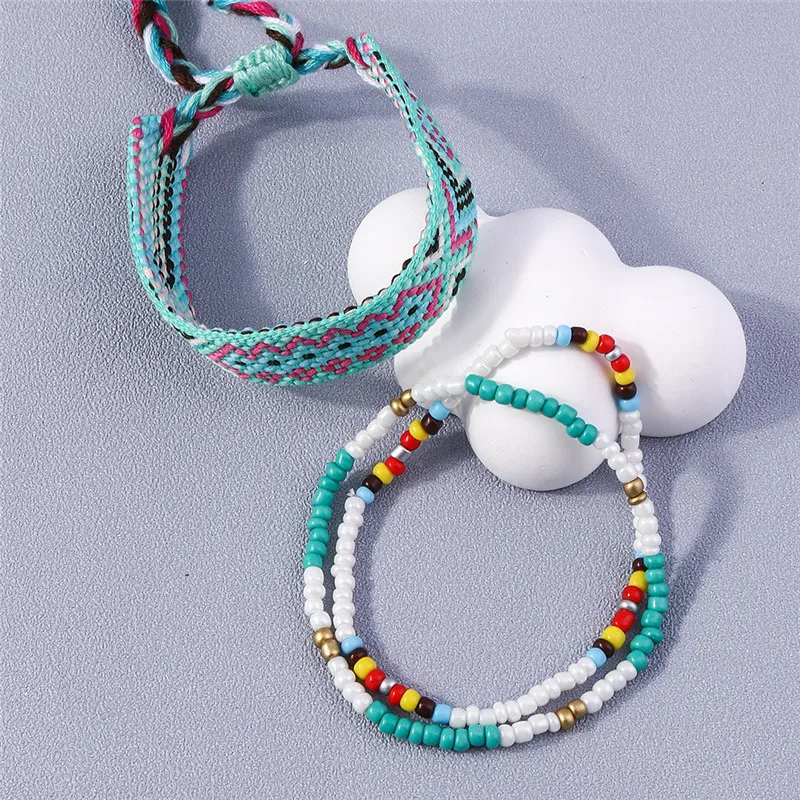 Made By Nami Set 3 Braccialetti Regolabili In Cotone Cerato E Perline – Boho Chic, Impermeabili, Ideali Per Spiaggia E Festival