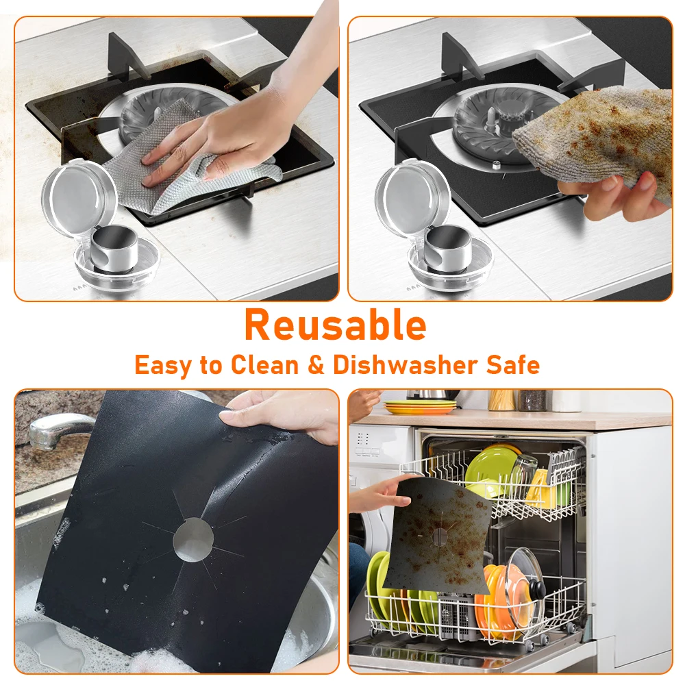 1/4/6Pcs Gas Stove Covers Reusable Kitchen Tool Square Gas Stove Cover  Protective Cleaning Mat For Kitchen