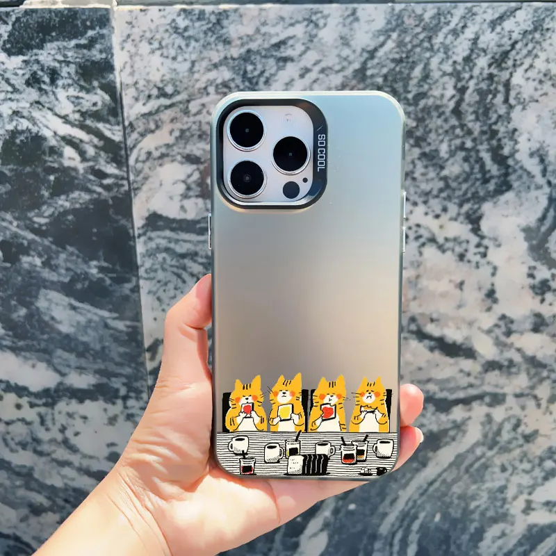 Gestapelte Katzen-Handyhülle für iPhone 17 16 15 14 Pro Max 13 Mini 12 11 Pro Max 15 14 Plus Laser-Cover Mädchen Süße Geschenke Handyhüllen – Detail 2