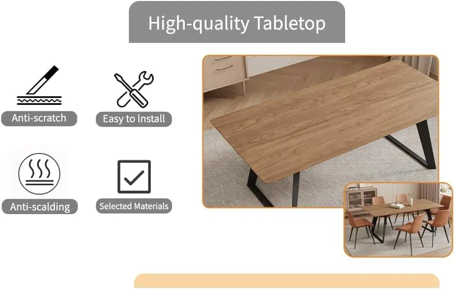 51"-67" Expandable Mid-Century Modern Dining Table Wood Extendable Table for 4-6 People Space Saving Kitchen