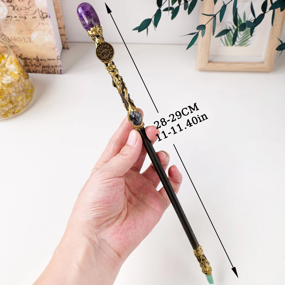 1PC 12 Constellation Crystal Stone Wand Magic Gem Healing Home Decor Easter Halloween Creative Gifts 2023 New Arrivals