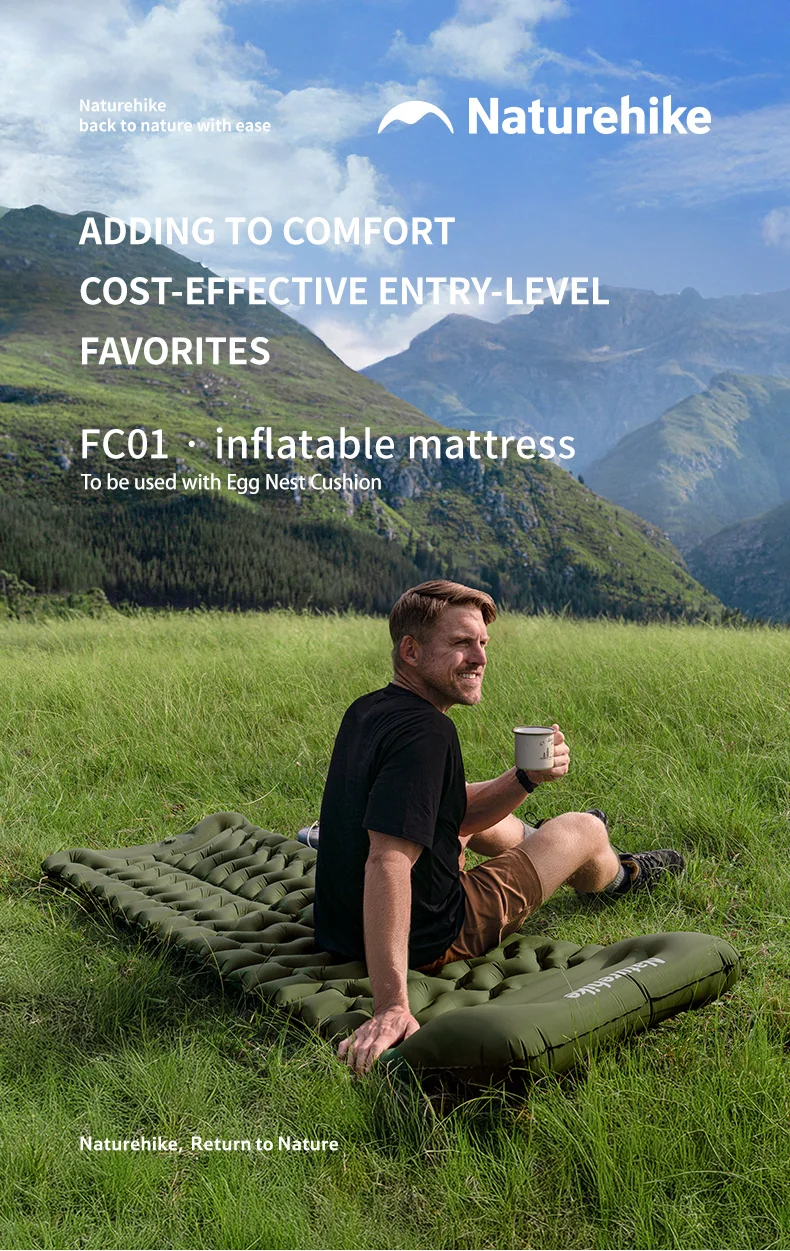 Naturehike R1.6 Aufblasbare Matratze mit Kissen Nylon TPU Ultraleichte Camping-Feuchtigkeitsschutz-Schlafmatte Outdoor-Reise-Luftmatratze – Detail 1