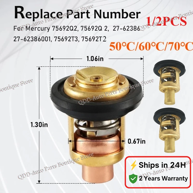 머큐리 마리너 아웃보드 V6 135-200HP 온도 조절기용 1/2PCS 75692Q2 75692T2 75692T3 냉각 다중 온도 옵션 50 ℃ 60 ℃ 70 ℃