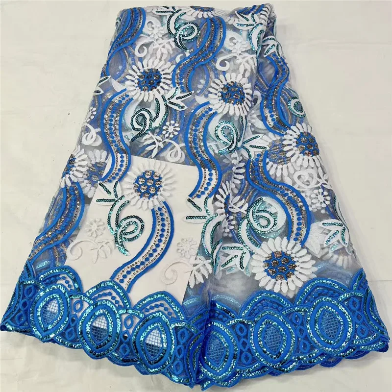 

African Milk Silk Lace Fabric 2023 High Quality Luxury Sequins Net Embroidery Nigerian Wedding Gown Material French Lace Fabric