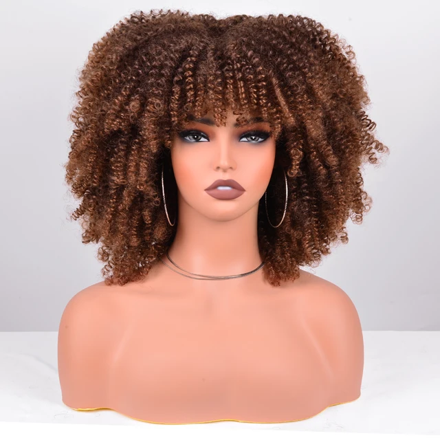 Colour Contrast Synthetic Curly Wigs With Bangs 41