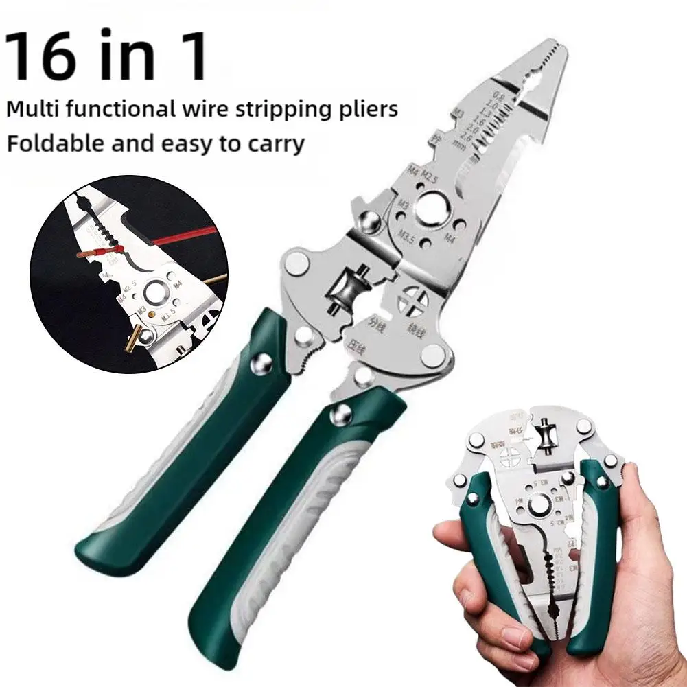 1Pcs Multifunctional Foldable Wire Stripper Crimper Cable Cutter Pliers Electrician Cable Cutting Wiring Pulling Stripping Tools 1Pcs Multifunctional Foldable Wire Stripper Crimper Cable Cutter Pliers Electrician Cable Cutting Wiring Pulling Stripping Tools