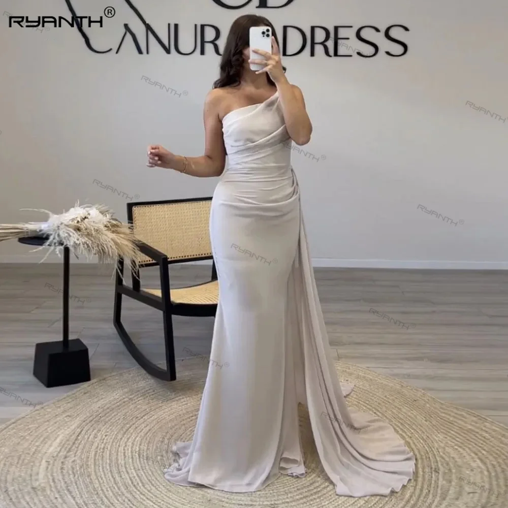 

Ryanth Vintage Celebrity Gowns Mermaid Evening Dress High Side Slit One Shoulder Wedding Party Dress vestidos de fiesta 2024