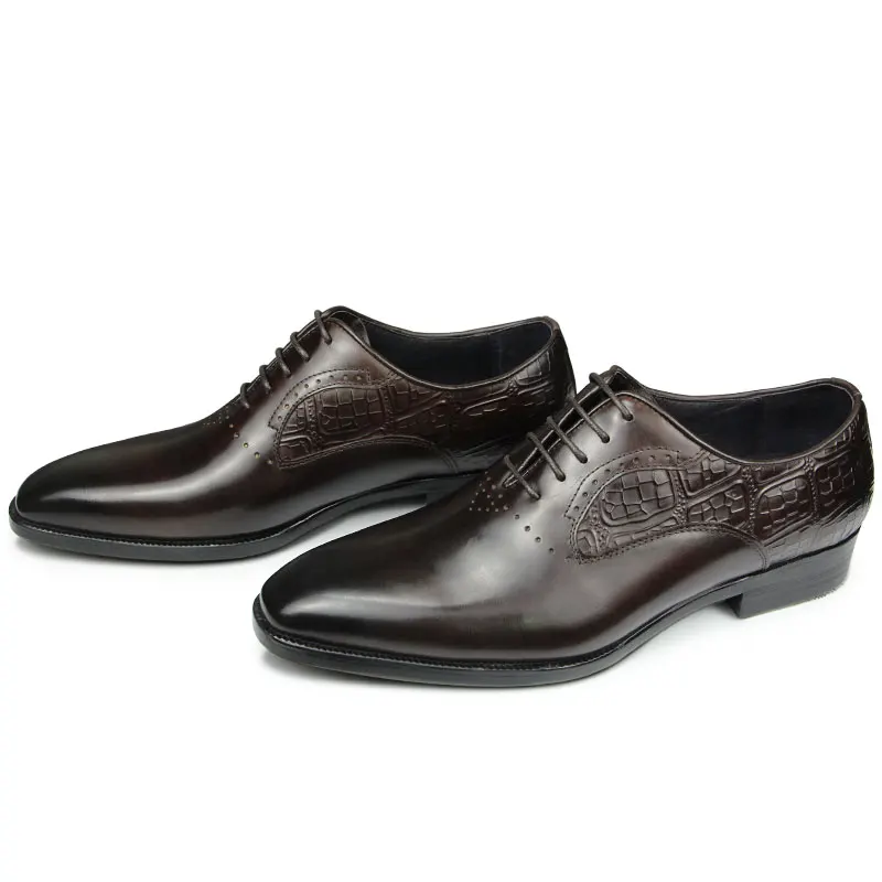 Authentic Leather Pointed Toe Black Dress Oxford Shoes For Male Elegant Workplace Formal Office Pigskin Lining China Made