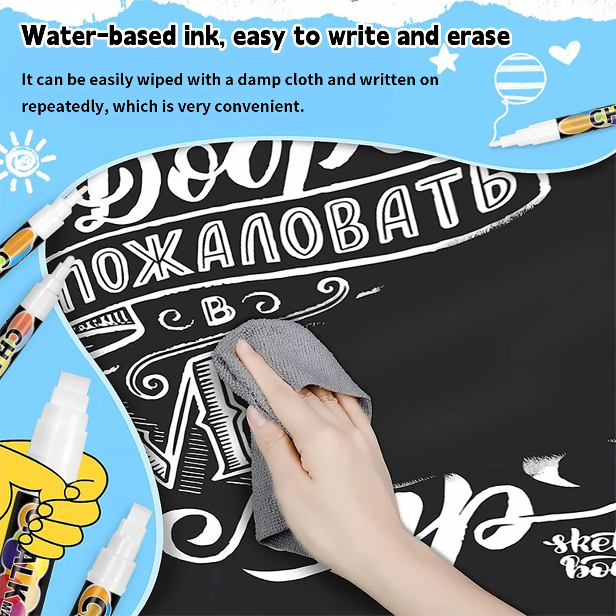 1/3 Pcs White Liquid Chalk Painting Marking Erasable Dust-free Water-soluble Marking Pen School Classroom Office Supplies white marker pens,marker pens