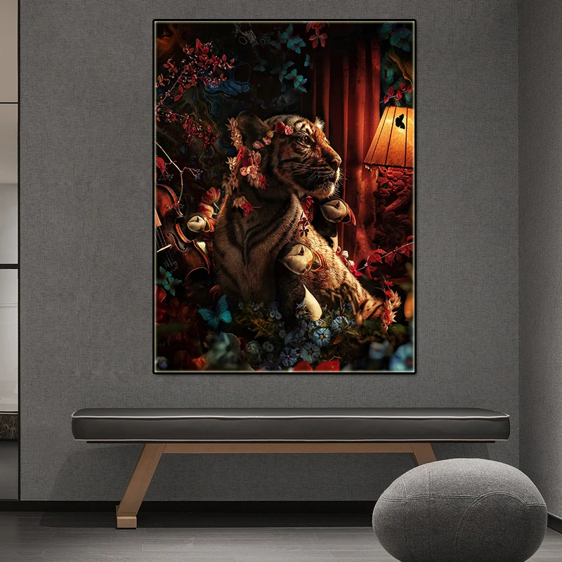 

Flower Parrot Tiger Canvas Painting Artist Work Retro Luxury Posters and Prints Abstract Monkey Lion Wall Art PictureHome Decor
