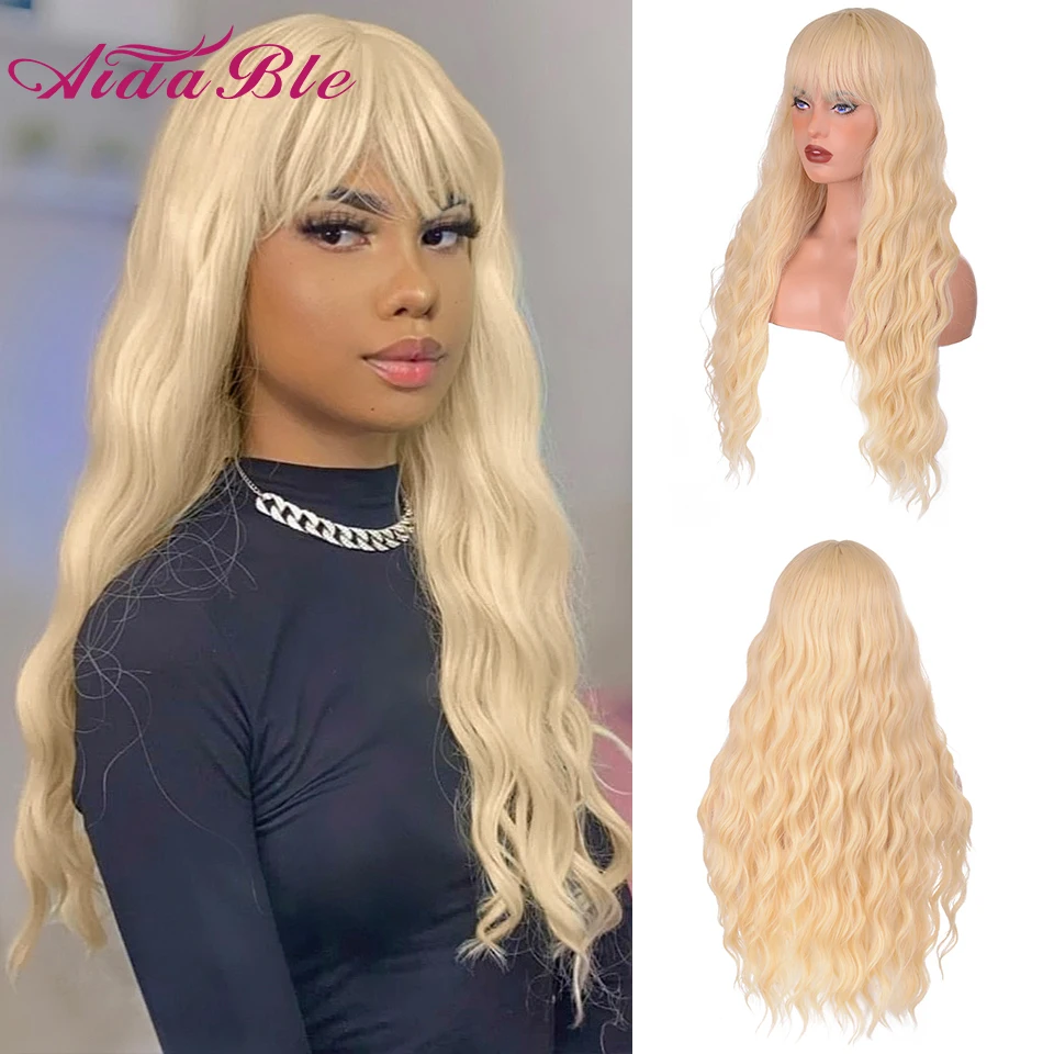 Long Wavy Cosplay Wig Synthetic Hair Wigs Synthetic Wigs Wavy Blond