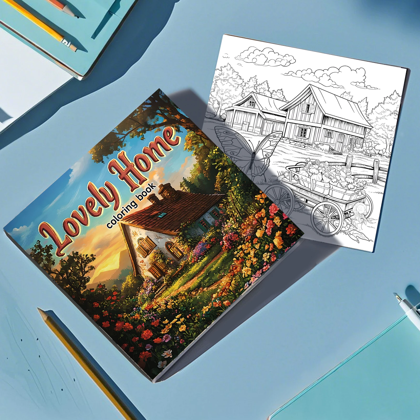 Lovely Home Coloring Book 24 Page Adult Picture Book Gift For Birthday Party Relieve Stress Kill Time Graffiti Painting Drawing 5