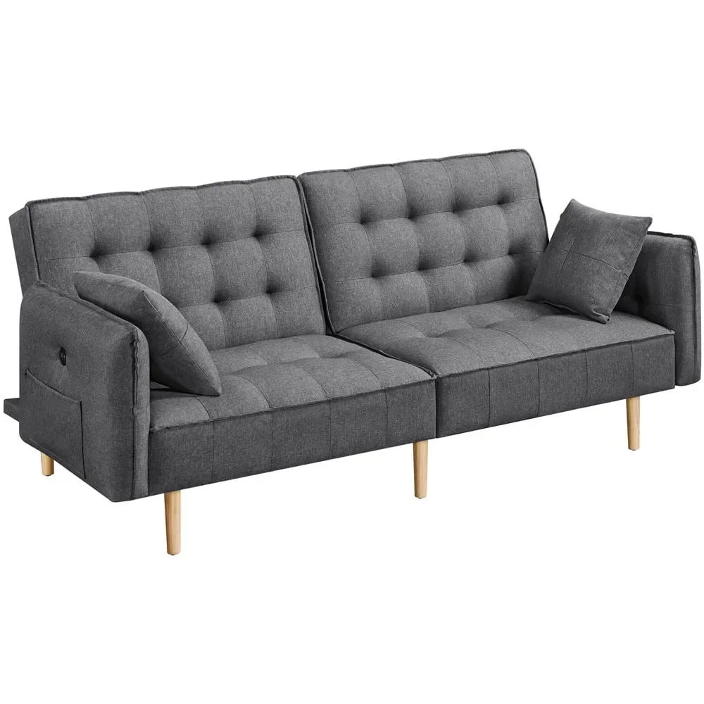 Divano Letto Futon Convertibile In Memory Foam Di Design Alden Con Usb, Mobili Da Soggiorno Grigi, Divano, Divano Letto