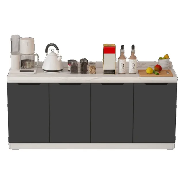 ตู้ครัวไม้สไตล์นอร์ดิก ท็อปเคาน์เตอร์หินอ่อน อ่างล้างจานสแตนเลส อ่างล้างผัก เฟอร์นิเจอร์ครัว FYKC 6