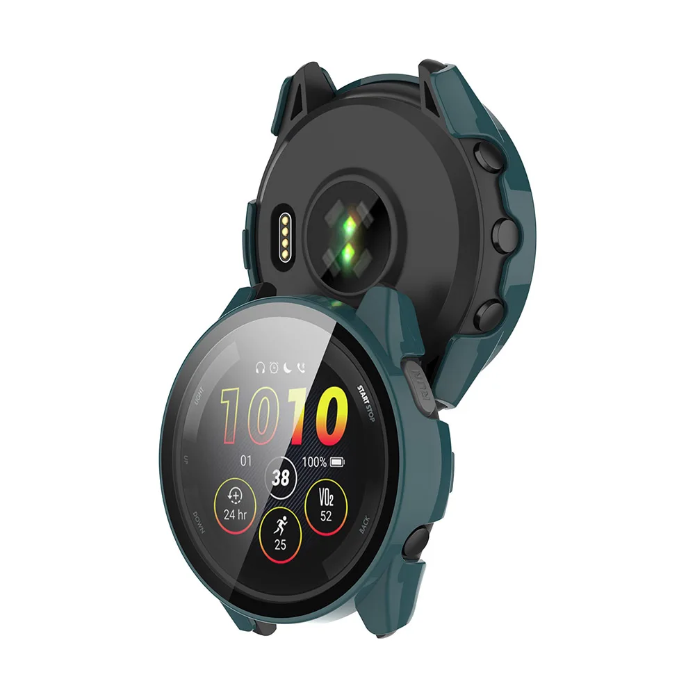 Gehärtetes Glas + Hülle für Garmin Forerunner 165, PC-Hartschirmschutz, Rundum-Stoßstangenschutzhülle für Garmin 165, Musik – Detail 10