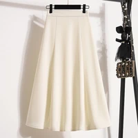Ladies' Summer High Waist Plus Size Skirts 2026 Mid To Long Flowing Suit Skirt New Style Casual Solid Color A-line Skirt