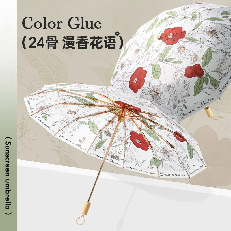 Sun Protection UV 3 Folding Sunshade Umbrella Sunny and Rainy Large Umbrellas Retro Double Layer Umbrella Women Windproof folding umbrella mini sun umbrella wind resistant umbrella sun umbrella automatic sun umbrella windproof umbrella