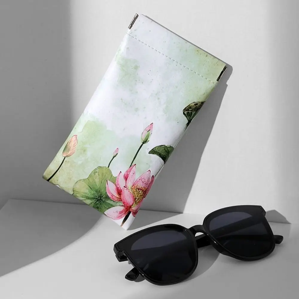 

PU Leather Self-closing Glasses Bag Lattice Mini Cosmetic Bag Lotus Sunglass Bag Lipstick Storage Bag Earphone Bag